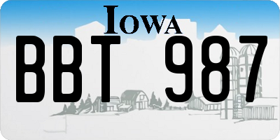 IA license plate BBT987