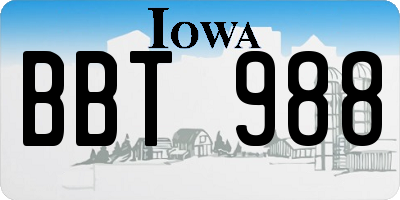 IA license plate BBT988