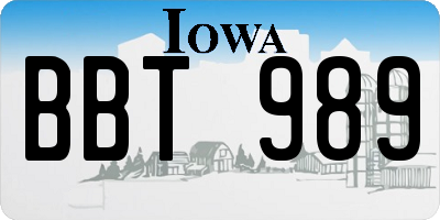 IA license plate BBT989