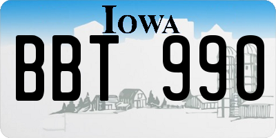 IA license plate BBT990