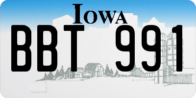 IA license plate BBT991