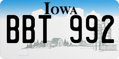 IA license plate BBT992