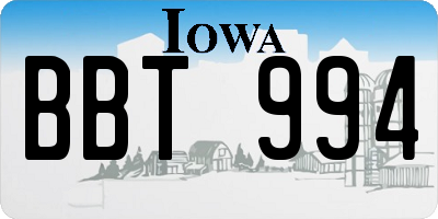 IA license plate BBT994