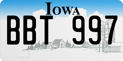 IA license plate BBT997