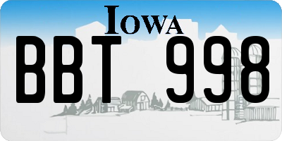 IA license plate BBT998