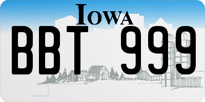 IA license plate BBT999