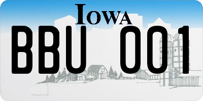 IA license plate BBU001