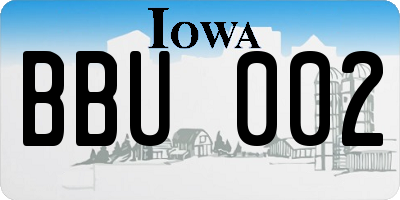 IA license plate BBU002