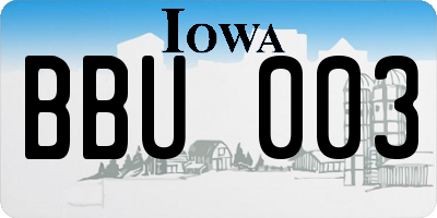 IA license plate BBU003