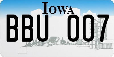 IA license plate BBU007