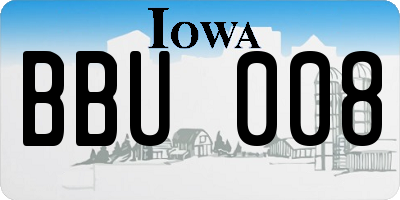 IA license plate BBU008