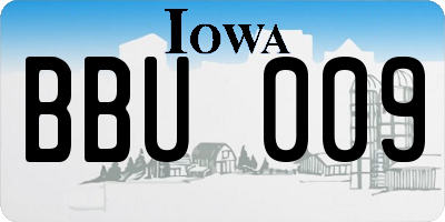 IA license plate BBU009