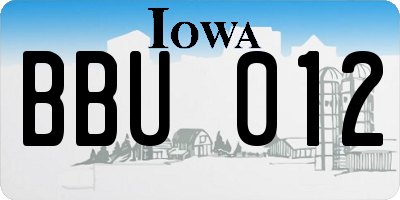 IA license plate BBU012