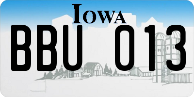 IA license plate BBU013