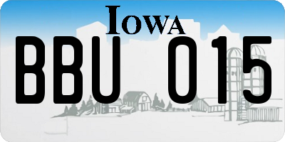 IA license plate BBU015