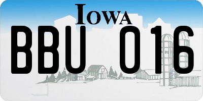 IA license plate BBU016