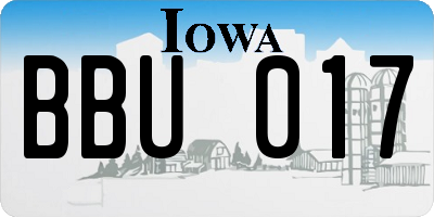 IA license plate BBU017
