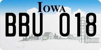 IA license plate BBU018