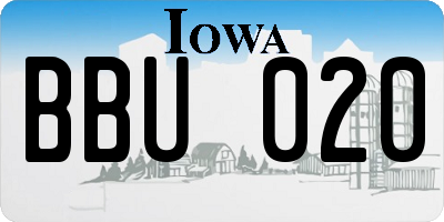 IA license plate BBU020