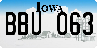 IA license plate BBU063