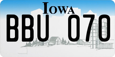 IA license plate BBU070