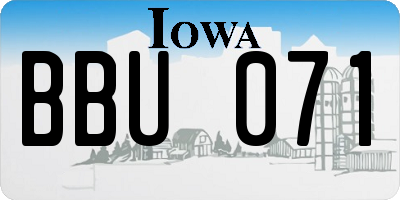 IA license plate BBU071