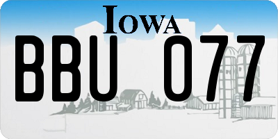 IA license plate BBU077