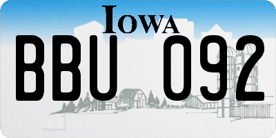 IA license plate BBU092