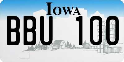 IA license plate BBU100