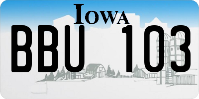 IA license plate BBU103