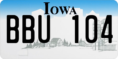 IA license plate BBU104