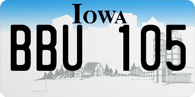 IA license plate BBU105