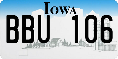 IA license plate BBU106