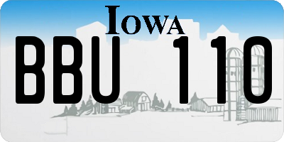 IA license plate BBU110