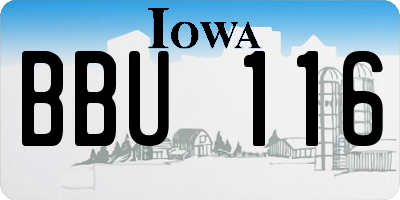 IA license plate BBU116