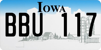IA license plate BBU117