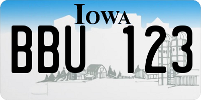 IA license plate BBU123