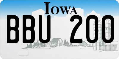 IA license plate BBU200
