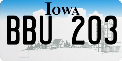 IA license plate BBU203