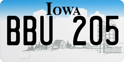 IA license plate BBU205