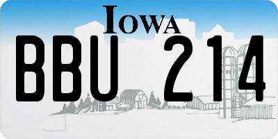 IA license plate BBU214