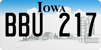 IA license plate BBU217