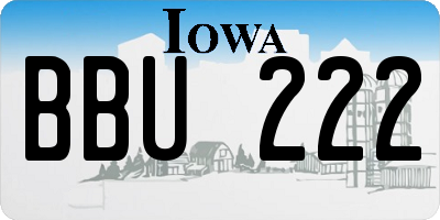 IA license plate BBU222