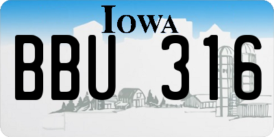 IA license plate BBU316