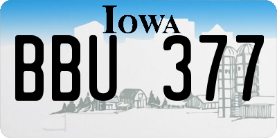 IA license plate BBU377