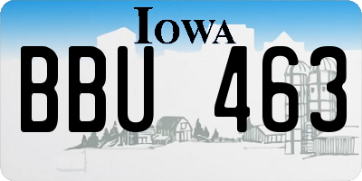 IA license plate BBU463