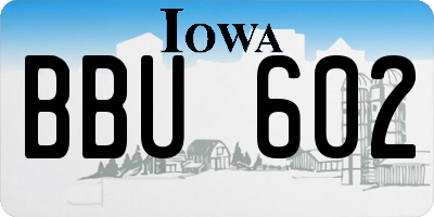 IA license plate BBU602