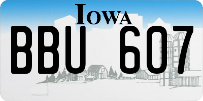 IA license plate BBU607