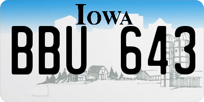 IA license plate BBU643
