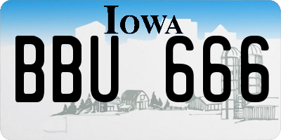IA license plate BBU666
